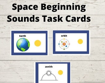 Space Beginning Letter Sounds Task Cards | Toddler & Preschool Learning | Quiet Activity | Digital Download | Special Education |