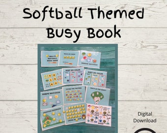 Preschool Busy Book | Softball Themed | Homeschool Printables | Toddler | Preschool | Special Education | Digital Download | Learning Fun