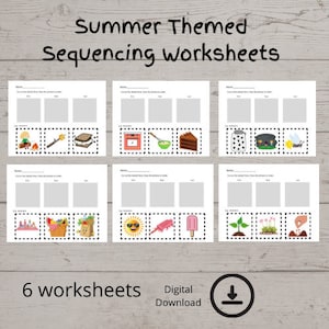 Homeschool Printables | Summer Themed Sequencing Worksheets | Digital Download | Kindergarten | First Grade | Special Education