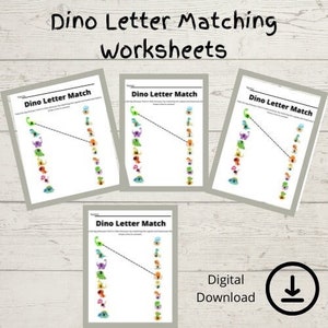 Dinosaur Themed Letter Matching Worksheet | Capital and Lowercase| Digital Download | Toddler | Preschool | Kindergarten | Special Education