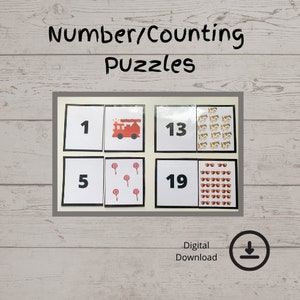 Homeschool Printables | Number Puzzles | Preschool Learning | Toddler Learning | Digital Download | Toddler | Preschool | Special Education