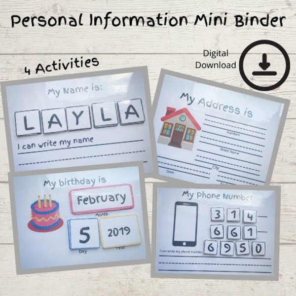 Learning Binder | Personal Information Busy Binder | Preschool Learning | Kindergarten Learning | Special Education Learning | Printable