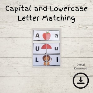Preschool Learning Activity | Capital and Lowercase Letter Matching | Digital Download | Toddler | Preschool | Kindergarten | Special Ed