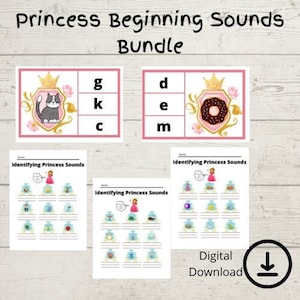 Homeschool Printables | Princess Themed | Beginning Letter Sounds | Task Box and Worksheet | Toddler | Preschool | Kindergarten | Special Ed