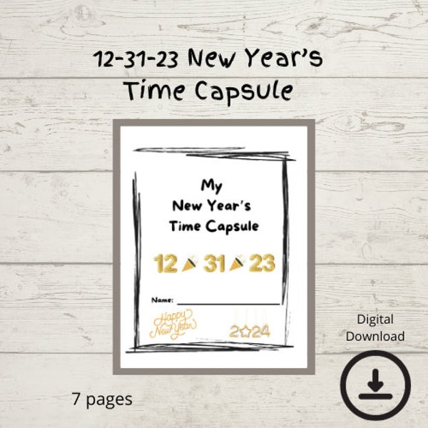 Learning Printable| 12-31-23 | Homeschool Printable | New Year Time Capsule | Digital Download | Printable Memories