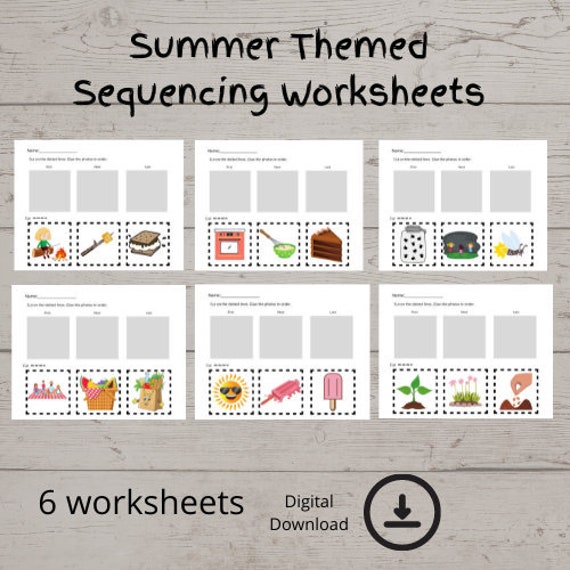 homeschool printables summer themed sequencing worksheets etsy