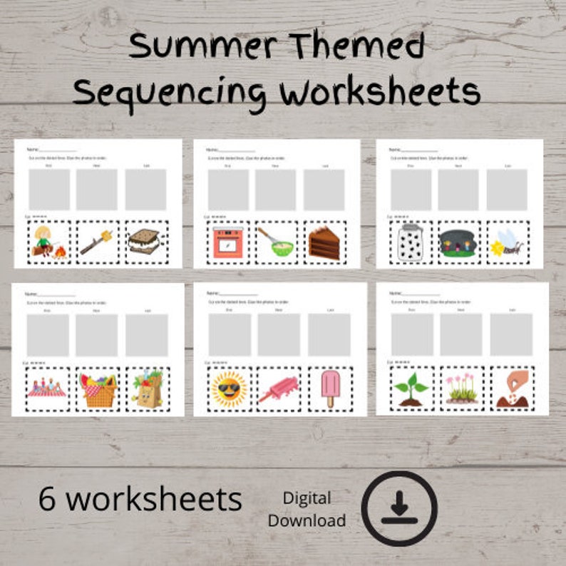 homeschool printables summer themed sequencing worksheets etsy