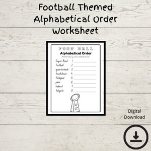 Werkblad met voetbalthema | Voetbal |Alfabetische volgorde | Digitale download | 1e leerjaar | 2e leerjaar| Speciaal onderwijs | Thuisschool