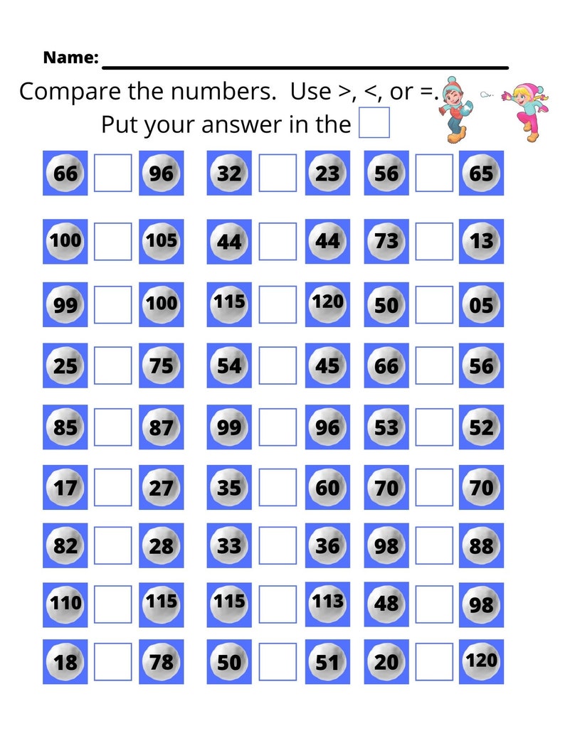 Homeschool Printables | Comparing Snowballs Worksheets | Winter Themed ...