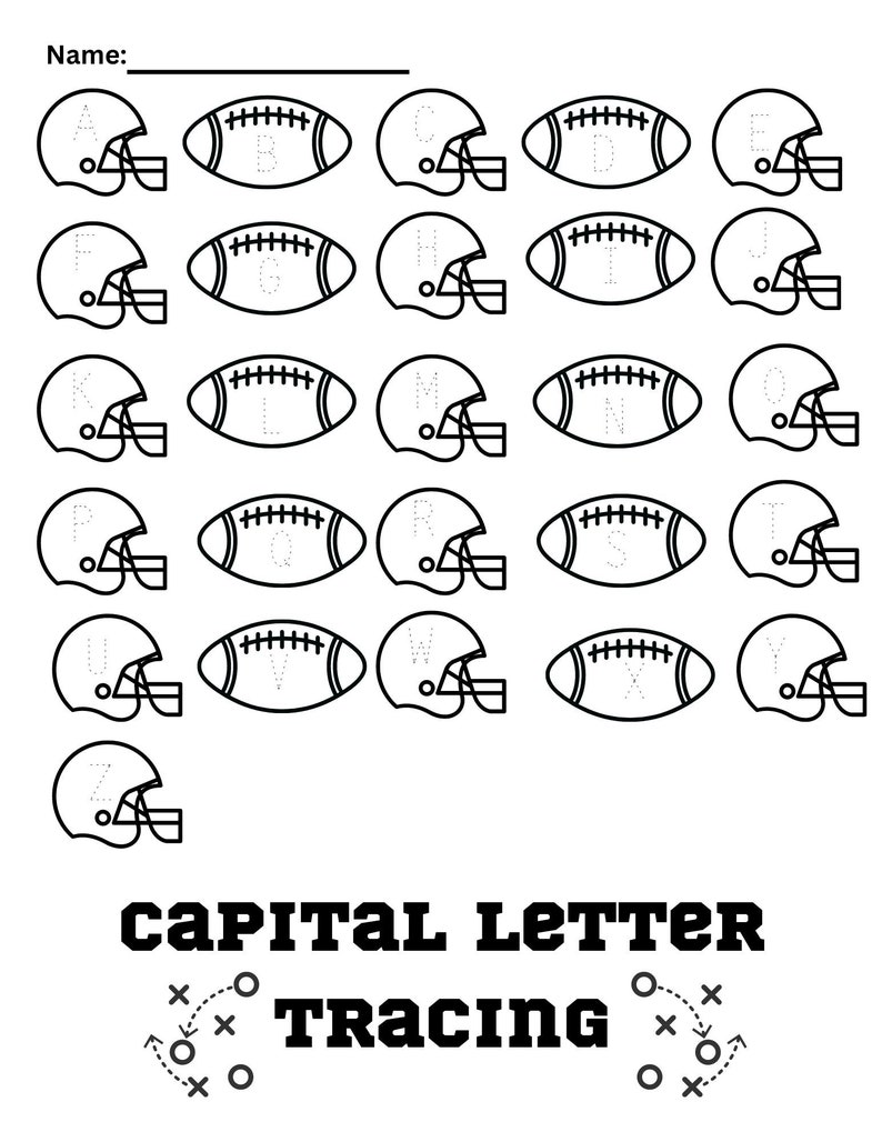 Football Themed Worksheet | Football Letter & Number Tracing | Digital ...