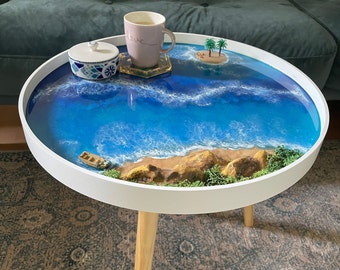 Coffee table, living room table, Side table made of epoxy resin