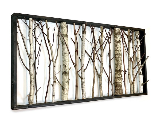 Birch Wall Art Birch Branch Decor Framed Birch Etsy
