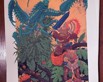 Mice vs. Mantis 15 color screenprint by Taylor C Adams