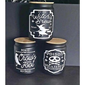 Witch’s Brew Jar Set – Gothic Apothecary Jars | Witchcore Kitchenware | Witchy Gifts for Dark Homes