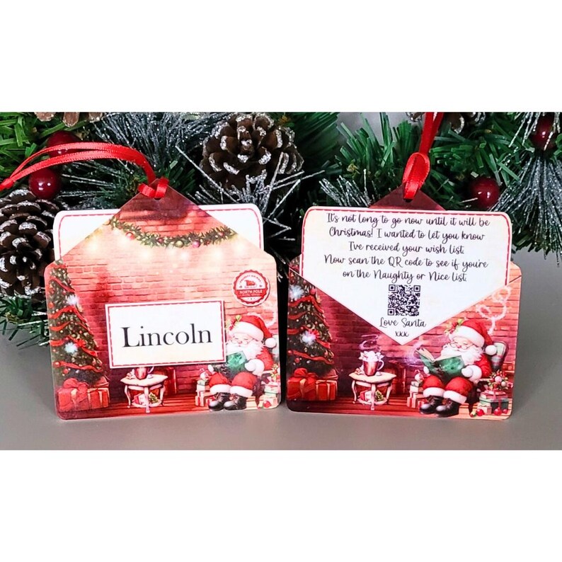 Personalized Santa Letter Ornament, Naughty or Nice List Christmas Tag