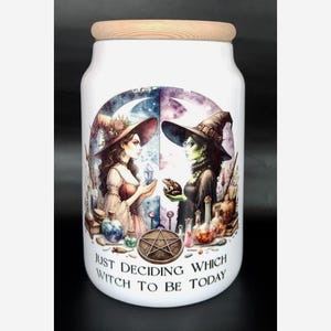 Dual Witch Canister | Witchy Storage Jar | Gothic Kitchenware | Cottagecore Witch Decor | Apothecary Style Jar