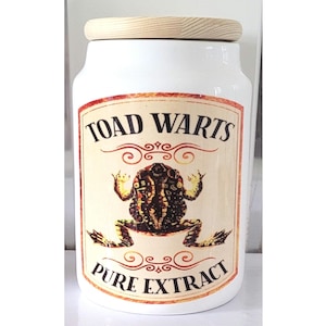 Toad Warts Potion Jar, 14.7 × 9.6 cm White Ceramic Apothecary Canister