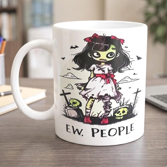 Ew People Mug – Spooky Zombie Coffee Cup, Introvert Gift, Funny Anti-Social Mug