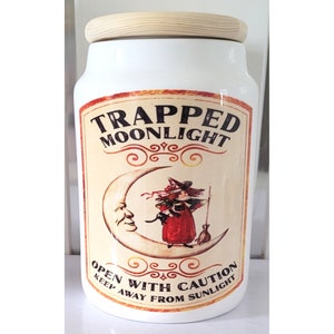 Trapped Moonlight Storage Jar | Witchy Home Decor | Apothecary Kitchen Canister | Moon Lover Gift | Dark Cottagecore Homeware