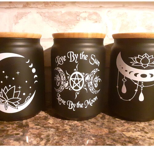 Witchy Storage Jars. Wiccan Kitchen Moon Phase Decor Gothic - Etsy
