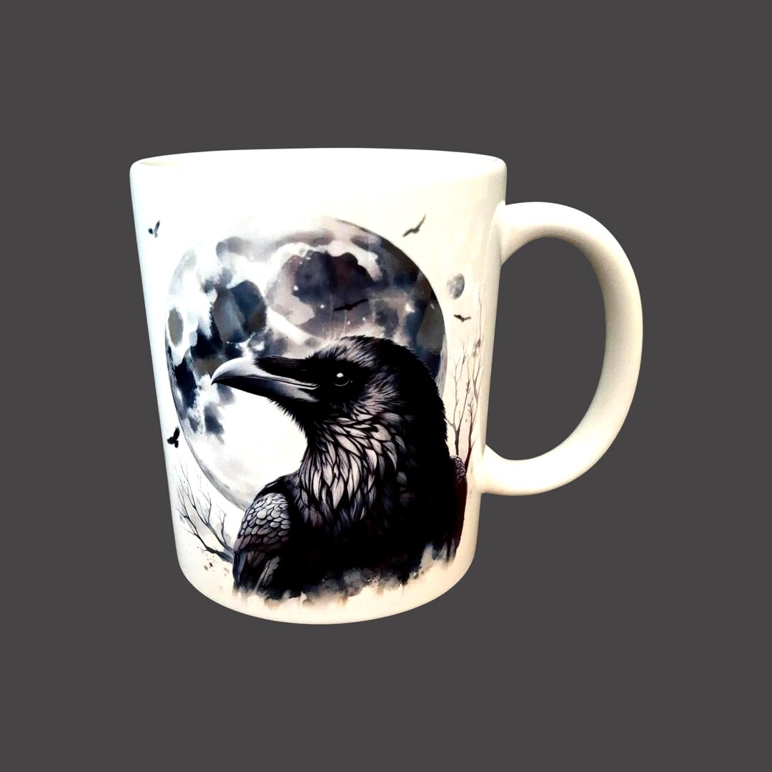 Gothic Raven Coffee Mug Witchcore Crow & Moon Design Etsy