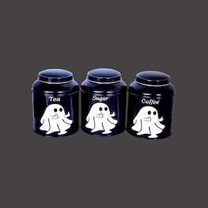 Gothic Tea Coffee Sugar Kitchen Canisters,  Witchy Home Decor, Witchcore Gifts for Dark Homes