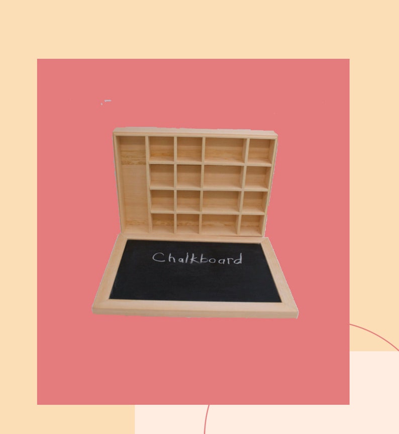 Preschool School Supplies Montessori Waldorf Reggio 17 Compartment Loose Parts Wooden Kids Sorting Tray Wooden Craft Box