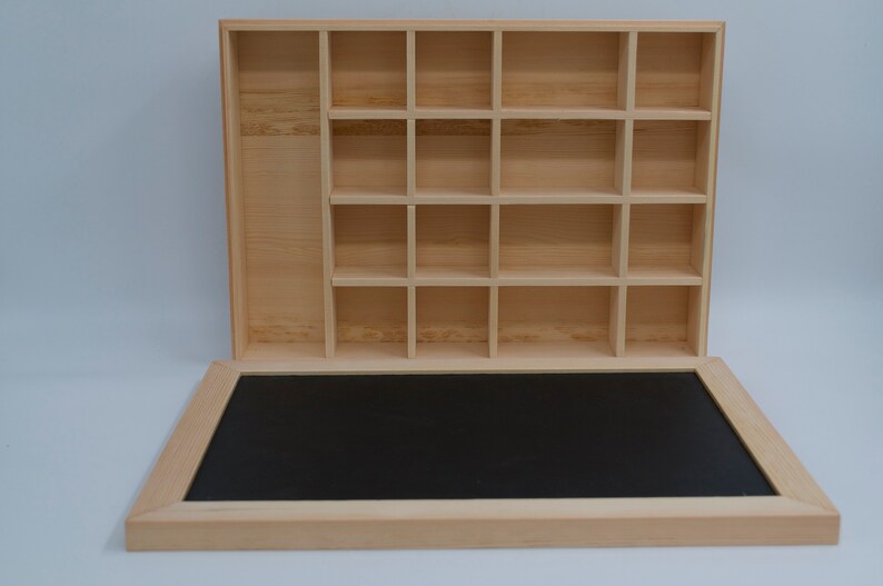 Preschool School Supplies Montessori Waldorf Reggio 17 Compartment Loose Parts Wooden Kids Sorting Tray Wooden Craft Box