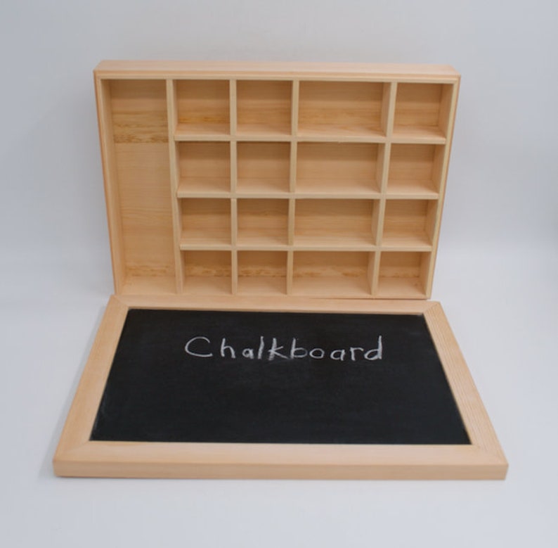 Preschool School Supplies Montessori Waldorf Reggio 17 Compartment Loose Parts Wooden Kids Sorting Tray Wooden Craft Box