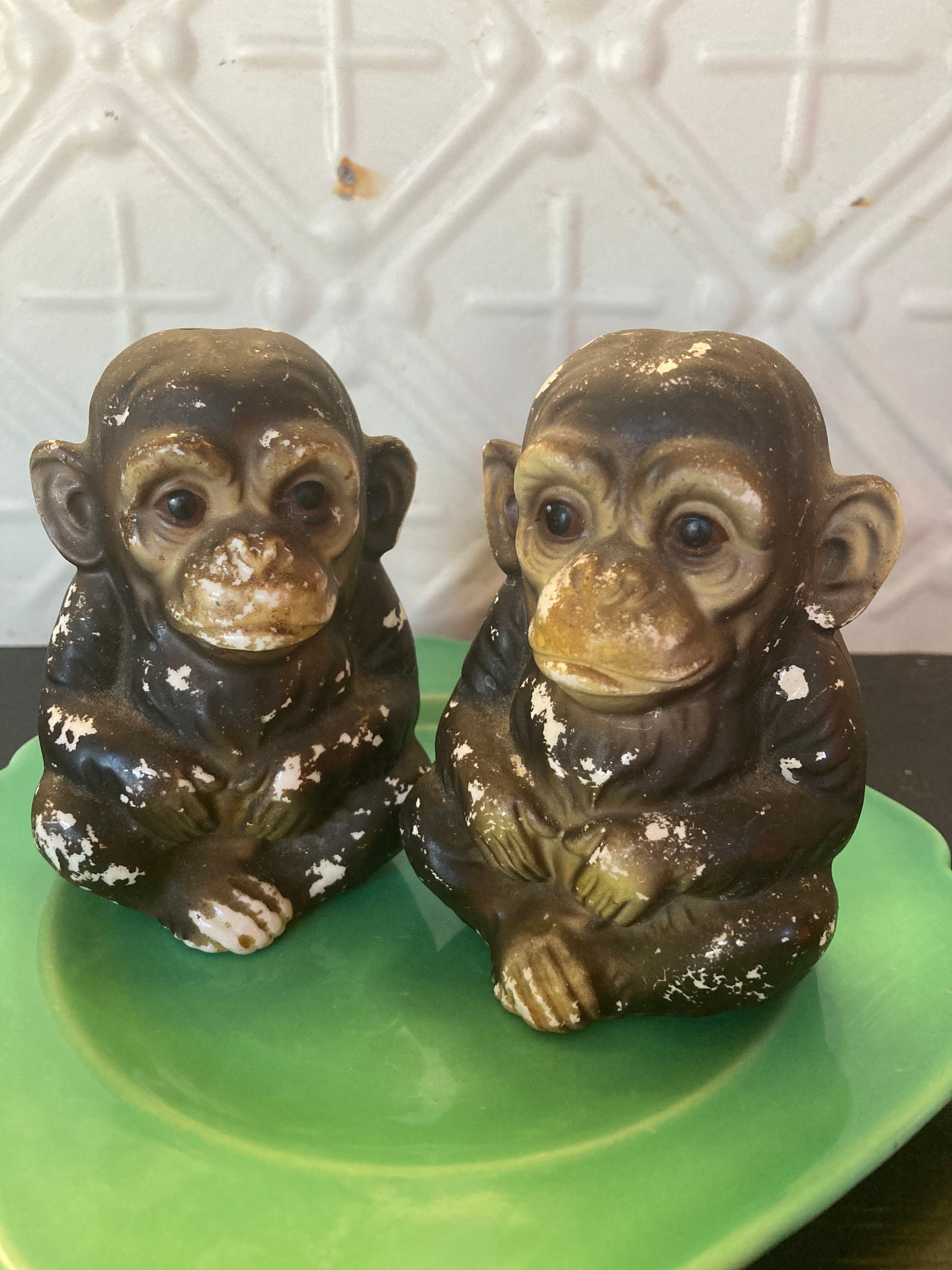 Vintage monkey salt and pepper shakers Etsy