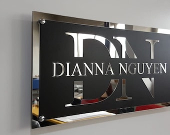 Custom Laser Cut Mirror Acrylic Logo Sign On Colored Acrylic With Stand Offs