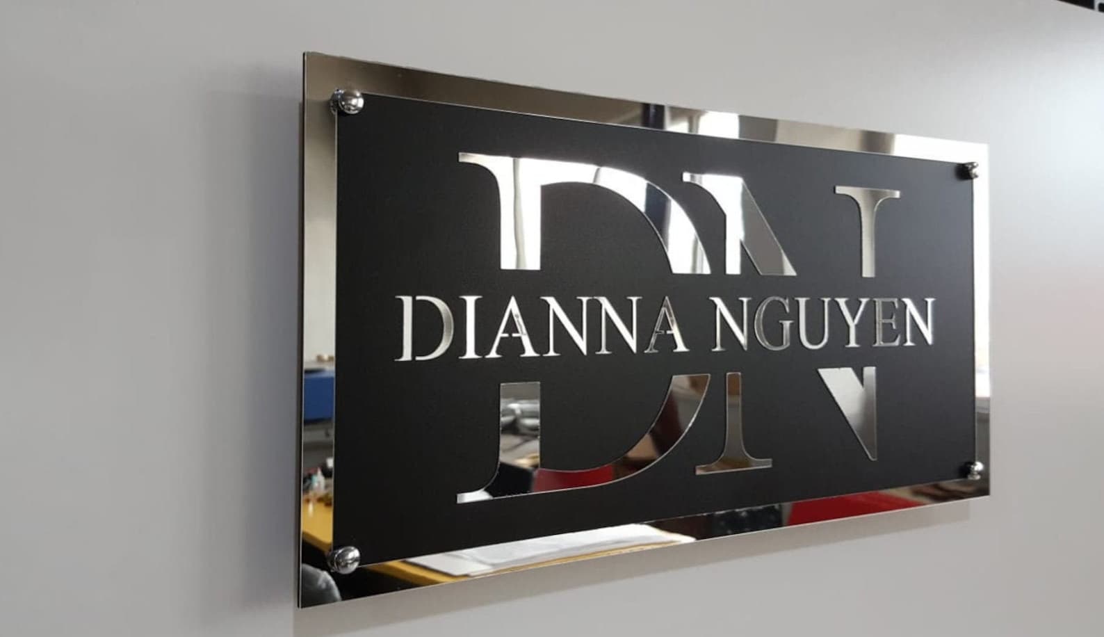 Custom Laser Cut Mirror Acrylic Logo Sign on Colored Acrylic Etsy