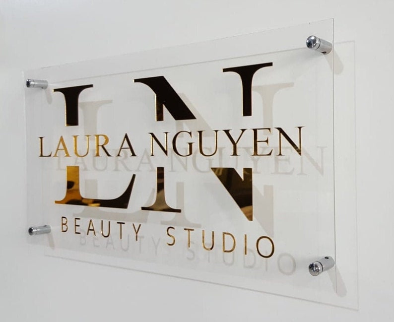 Custom Laser Cut Mirror Acrylic Logo Sign On  Acrylic With Stand Offs 