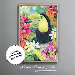 Toucan Art Print Digital Download, Tropical Wall Art, Tropical Home Decor, Toucan Wall Decor, Toucan Poster, Print it yourself