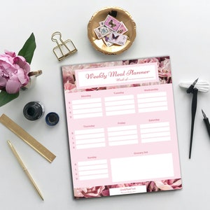 Digital Weekly Meal Planner- Editable Instant Download PDF list- Printable and Fillable PDF- A4 and US letter Editable Menu Planner