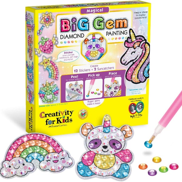 Creatividad para niños Big Gem Diamond Painting Kit - Crea tus propias pegatinas mágicas y atrapasoles - Diamond Art for Kids