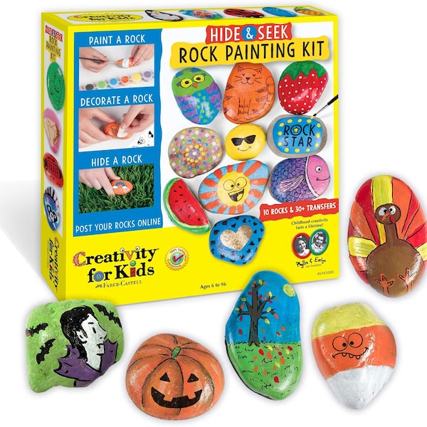 Creativity for Kids Hide and Seek Rock Painting Kit Arts Crafts For Kids Includes Rocks & Waterproof Paint