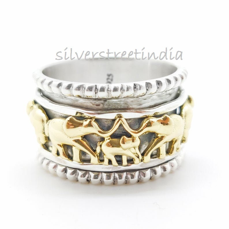 Spinner Ring Elephant Design Spinner Band Ring 925 Sterling Etsy