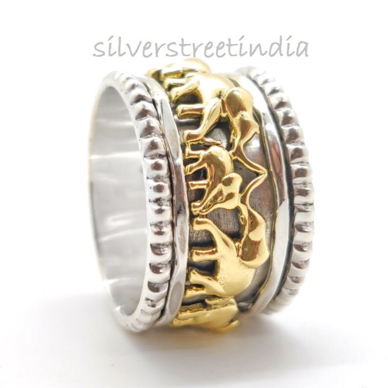 Spinner Ring Elephant Design Spinner Band Ring 925 Sterling Etsy