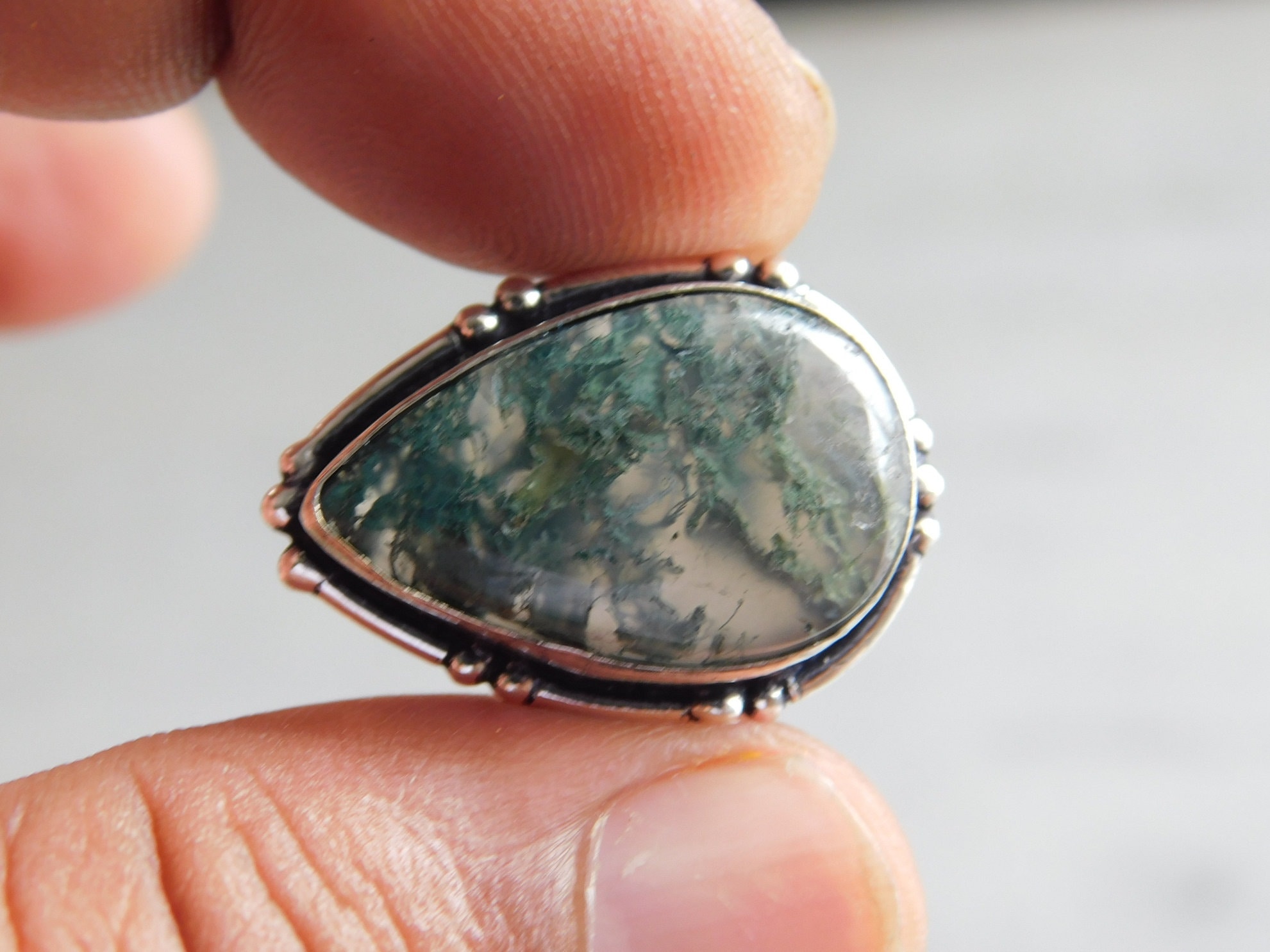 Green Moss agate Ring solid sterling silver ringmoss agate Etsy