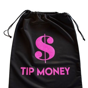 Black Lycra Spandex Drawstring Money Bag Tip Money For Dancers 3 Sizes Available