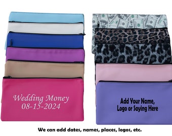 Custom Zipper Deposit Money Bag Savings Bag 11 Colors Available