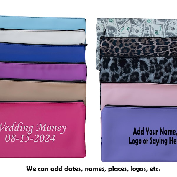 Custom Zipper Deposit Money Bag Savings Bag 11 Colors Available