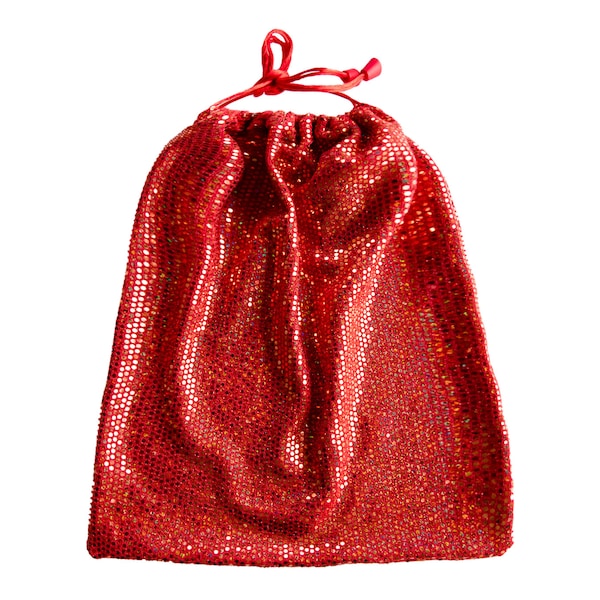 Red Sequin Dot Print Drawstring Tip Money Bag For Dancers