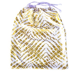 Gold Foil White Drawstring Tip Money Bag For Dancers