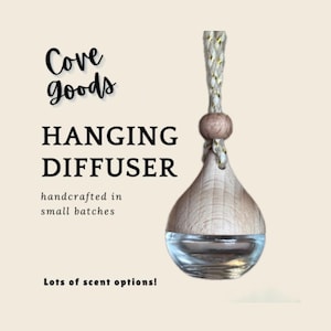 Hanging Diffuser | vehicle, home, office | scent , blueberry thyme, rear view hanging oil diffuser | refillable | gift | droplet shape 6ml