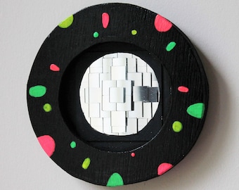 Round Unique Contemporary Mirror /Disco Ball, Wall Art, Circle Wall Mirror, Mosaic Mirror, Artistic Home Decor, Colourful Mirror, Sculpture