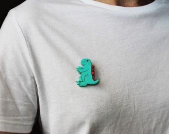 Unique Monster Brooches, Hand Shaped, Hand Painted, Original Pins, Fun Accessories, Jewellery, Polymer,Artistic Fashion, Dinasour, Crocodile