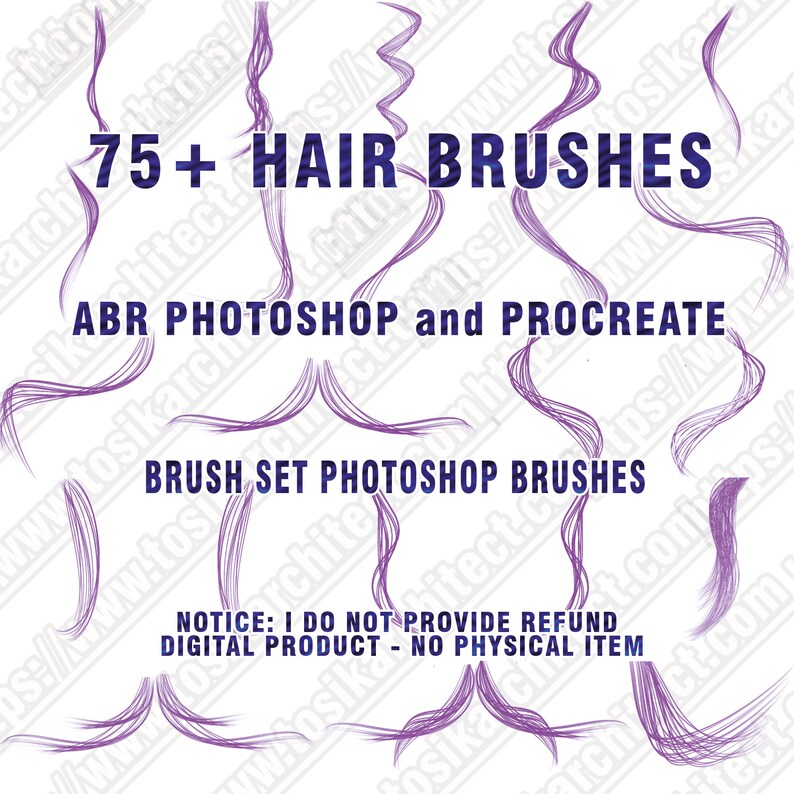 75 Hair Brushes, ABR Digital Hair, Abr Brushes, Painted Hair, Hair ABR, Brush Set