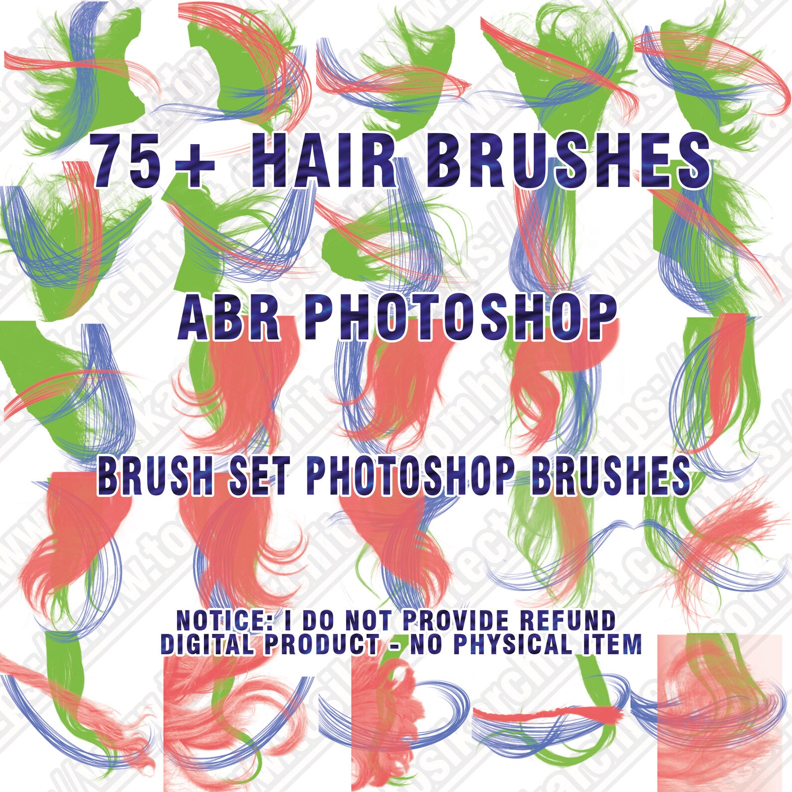 75 Hair Brushes, ABR Digital Hair, Abr Brushes, Painted Hair, Hair ABR, Brush Set